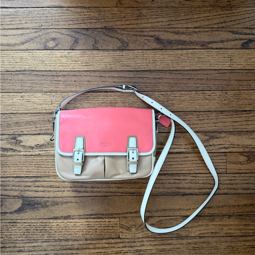 Coach Pink and Tan Crossbody